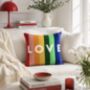 Rainbow Love Cushion, Hand Embroidered, thumbnail 1 of 3
