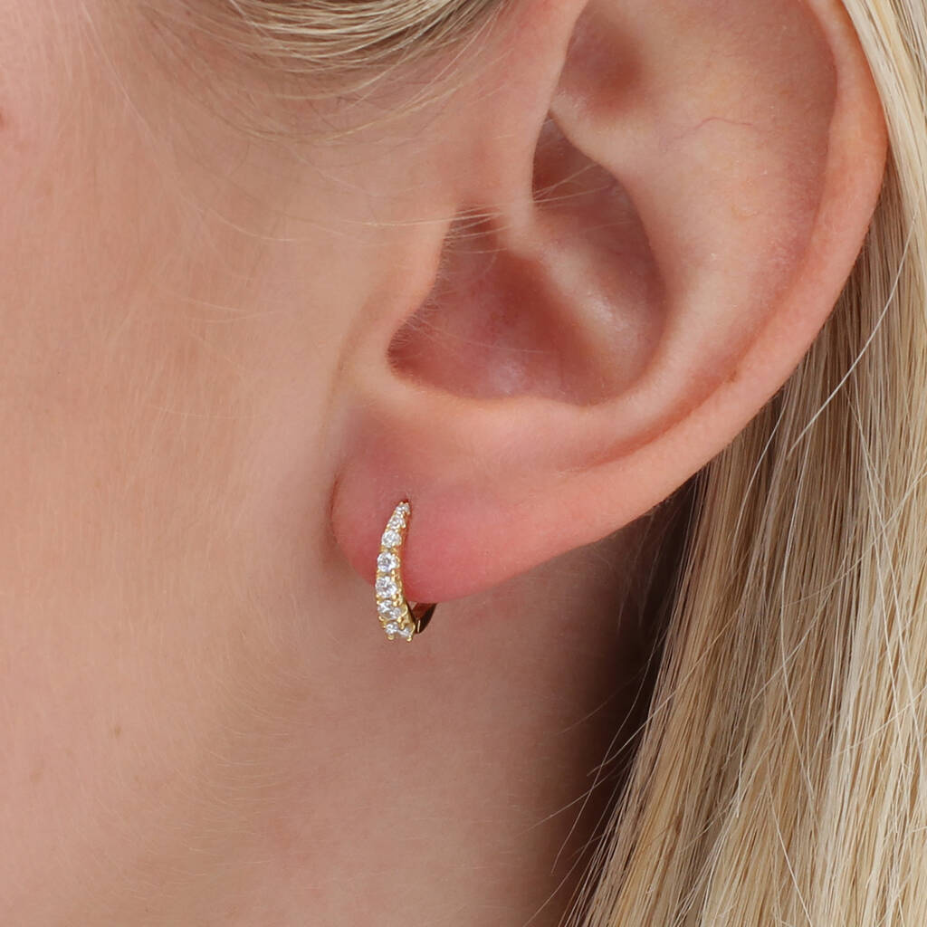 Gold Plated Or Silver Graduated Crystal Hoop Earrings, 1 of 6
