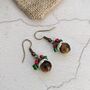 Christmas Pudding Earrings With Tigers Eye, thumbnail 8 of 11