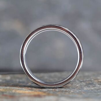 Hammered Brushed Silver And Black Tungsten Ring – 6mm Wide, 7 of 12