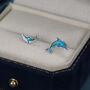 Sterling Silver Dolphin And Whale Mismatched Stud Earrings, thumbnail 4 of 12