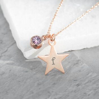 Personalised Rose Gold Star Birthstone Crystal Necklace, 12 of 12