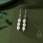 Oval Pearl Trio Drop Hook Earrings In Sterling Silver, thumbnail 1 of 11