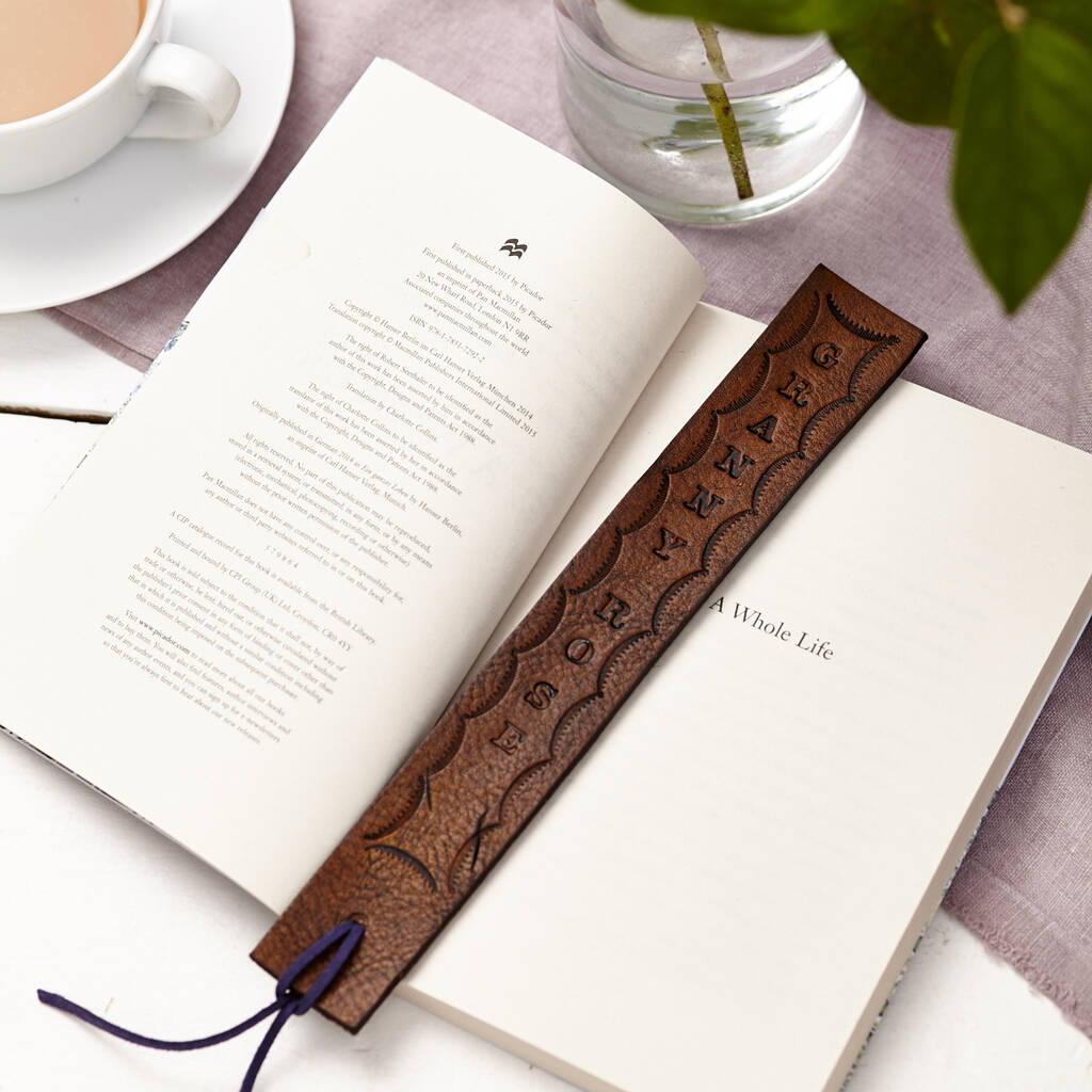 Scalloped Personalised Leather Bookmarks By Parkin & Lewis