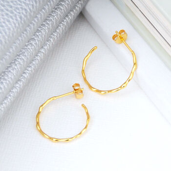 Gold Bevelled Twist Hoop Earrings, 3 of 5