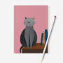 Grumpy British Blue Cat A6 Recycled Paper Notebook, thumbnail 1 of 8