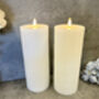 23cm White Ribbed LED Pillar Candle – Real Wax, thumbnail 5 of 12