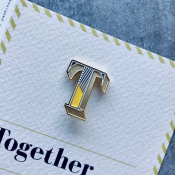 T Is For Together Pin Badge And Card, 4 of 5