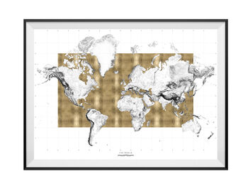 24ct Gold Leaf Topographical World Map, 2 of 3