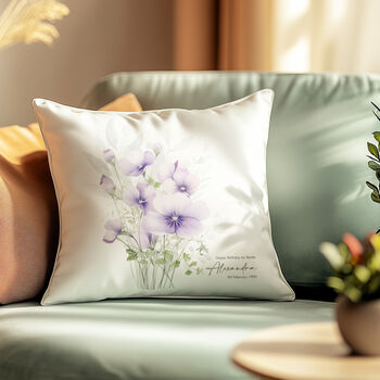 Personalised Birth Flower Cushion | Birthday Gift For Her, 2 of 8