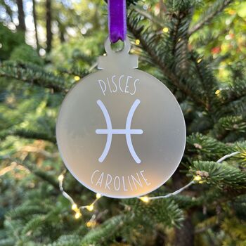 Pisces Zodiac Star Sign Christmas Decoration, 3 of 6