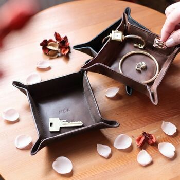 Personalised Leather Jewellery Tray Father's Day Gift For Him, 2 of 9