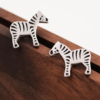 Cute Zebra Stud Earrings In Sterling Silver, 4 of 11