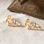 Garnet Gold And Silver Hoop Stud Drop Earrings, thumbnail 6 of 8