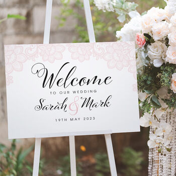 Lace Welcome To Our Wedding Acrylic Sign, 2 of 3
