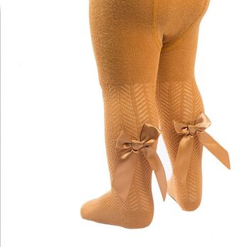 Dusty Pink Jacquard Tights With Bow Detail, 6 of 11