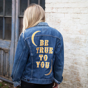 'Be True To You' Embroidered Denim Jacket, 2 of 4