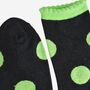 Women's Glitter Socks Black Lime Large Polka Dots, thumbnail 4 of 5