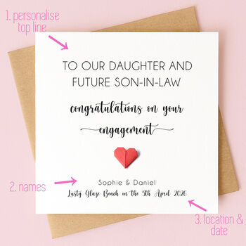 Personalised Engagement Card For Son And Daughter In Law Or Daughter And Son In Law, 3 of 6