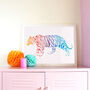 Multicoloured Rainbow Tiger Illustration Wall Art Print, thumbnail 1 of 4