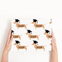 Personalised Sausage Dog Graduation Wrapping Paper, thumbnail 3 of 3