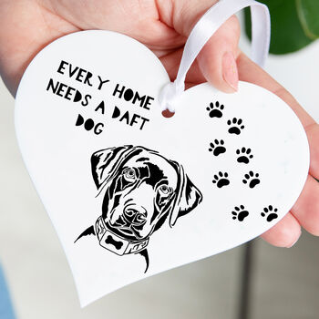 Personalised Labrador Dog Heart Hanging Decoration, 2 of 2