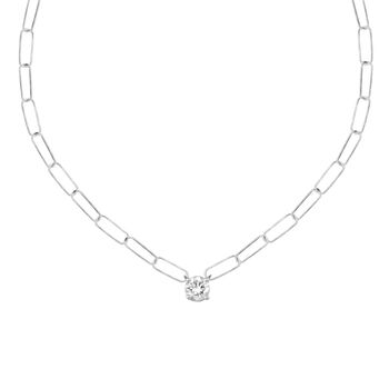 Brilliant Cut Round Diamond Paperclip Necklace, 2 of 3