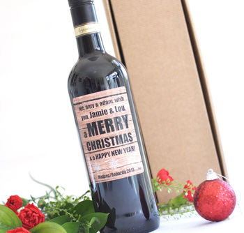 Christmas Personalised Malbec Or Rioja Red Wine, 3 of 5