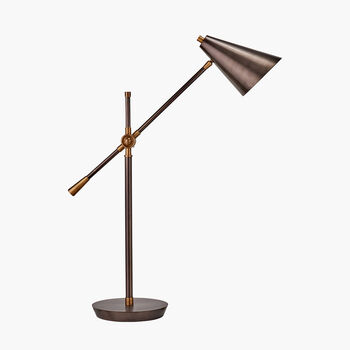 Antique Bronze And Brass Adjustable Task Table Lamp, 7 of 10