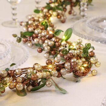Copper Berry Light Up Festive Table Garland Centrepiece, 2 of 4