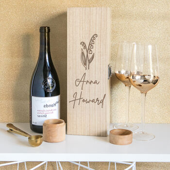 Personalised Birth Flower Wine Box Birthday Gift For Mum Her, 6 of 11