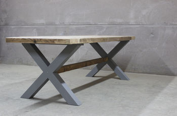 King's Cross Reclaimed Wood Dining Table With X Frame, 7 of 8