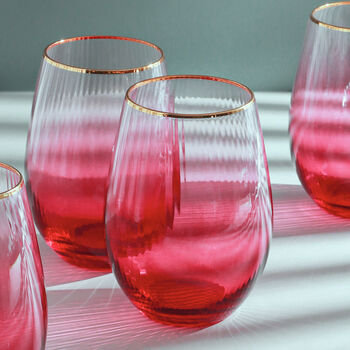 G Decor Set Of Four Monroe Ribbed Ombre Tumbler Glasses, 3 of 4