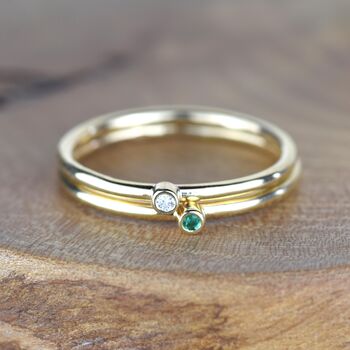 Solid 9ct Gold Custom Single Birthstone Stacking Ring, 4 of 9