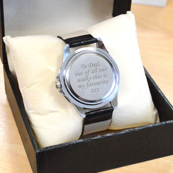 Engraved Quartz Wrist Watch With Rotating Timer Bezel, 2 of 5
