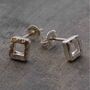 Battered Square Sterling Silver Stud Earrings, thumbnail 4 of 5