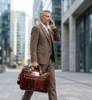 Genuine Leather Briefcase With Zip Pockets, 2 of 12