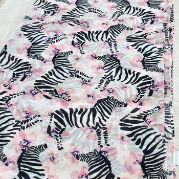Pink And Black Zebra And Floral Print Scarf, 2 of 6