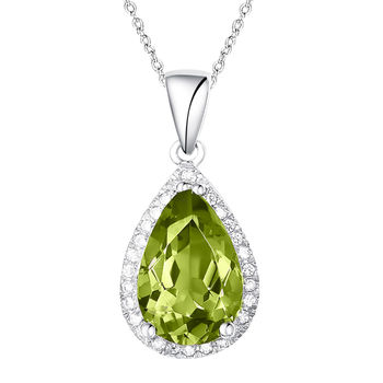 Peridot 925 Sterling Silver Pear Drop Necklace, 3 of 4