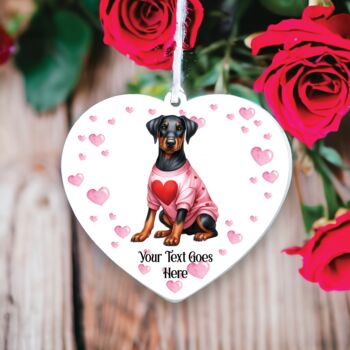 Personalised Pet Doberman In Pink Love Decoration, 2 of 2