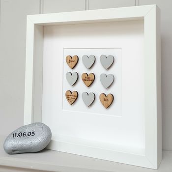 Personalised Oak Engagement Love Hearts Artwork, 2 of 5