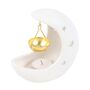 White Crescent Moon Hanging Oil Burner With Gold Dish, thumbnail 3 of 4