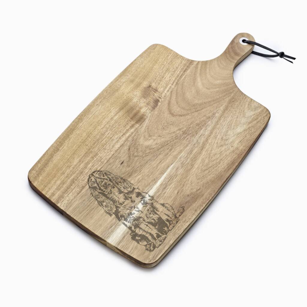 Personalised Field Spaniel Engraved Acacia Serving Board, 1 of 2