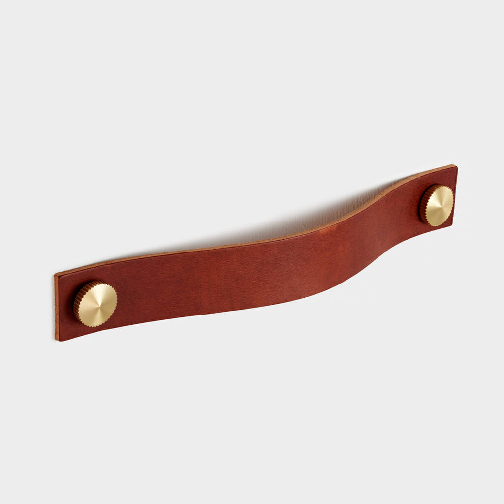 Cowhide Leather Strap Handles With Brass Studs By Pushka Home