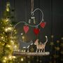Cats And Hearts Hanging Christmas Decoration, thumbnail 1 of 2