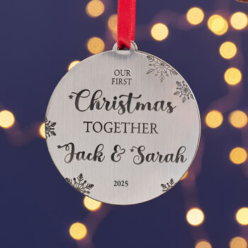 First Christmas Together Silver Or Gold Tree Decoration, 7 of 7