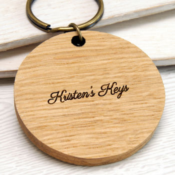 Personalised Geometric Initial Wooden Keyring, 4 of 6