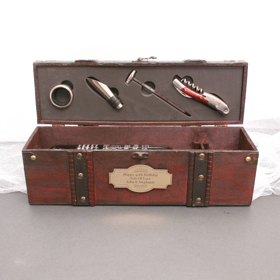 Personalised Wooden Wine Box ‘Treasure Chest’ By Gifts Online4 U
