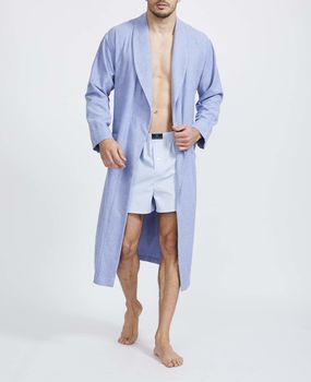 Men's Staffordshire Blue Two Fold Flannel Robe, 2 of 5