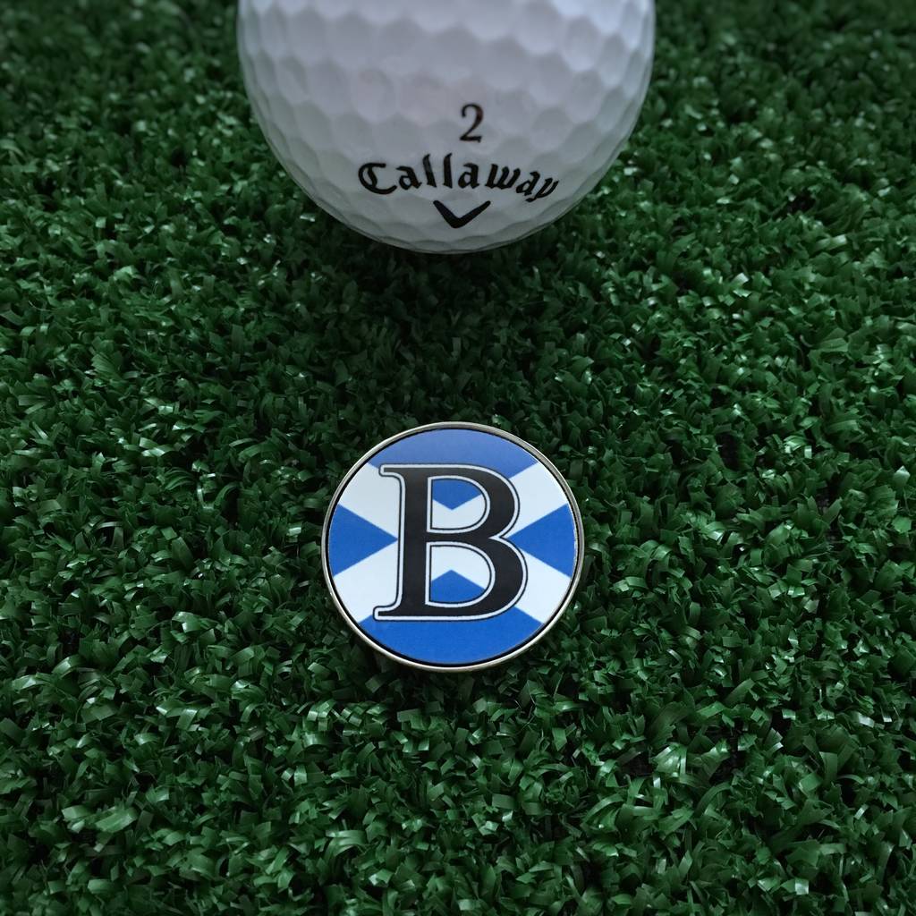 Personalised Initial Scotland Flag Golf Ball Marker By Hope and Halcyon